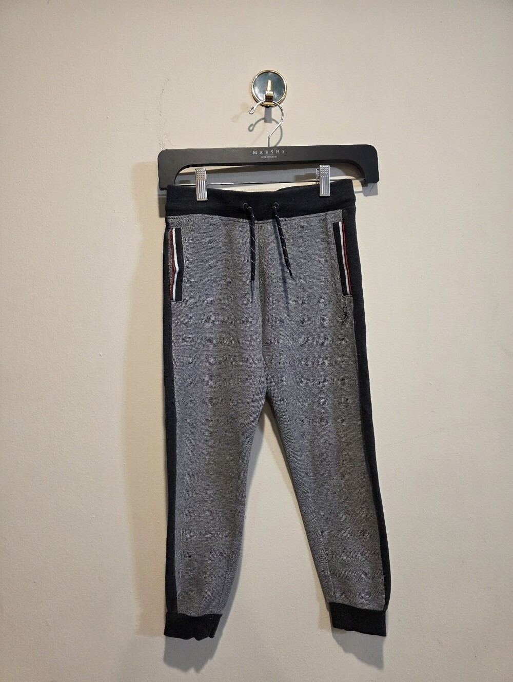 Okaidi Kids Gray Jogger Sweatpants Red White & Blue Trim Size 8 Years / 128cm